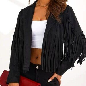 ✨NEW✨ Chic Tassel Faux Suede Jacket - Black - L